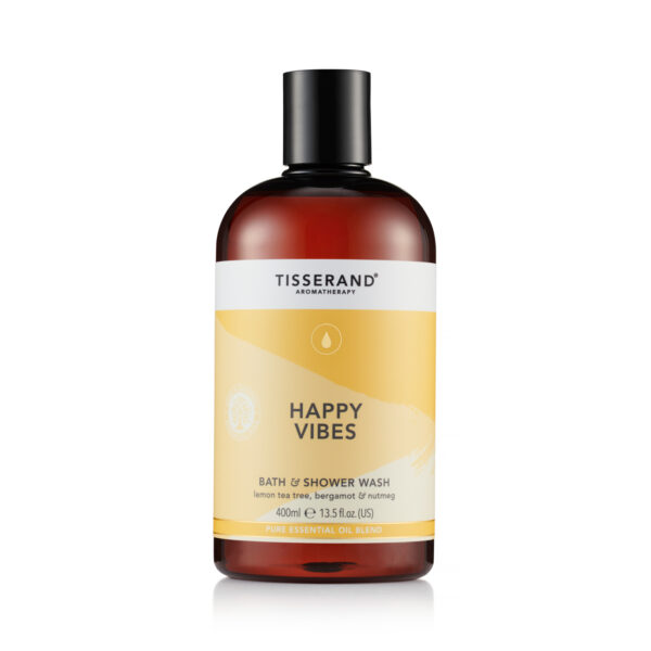 SABONETE EM GEL PARA BANHO HAPPY VIBES 400ML TISSERAND (BATH & SHOWER WASH - LEMON TEA TREE, BERGAMOTA E NOZ MOSCADA)